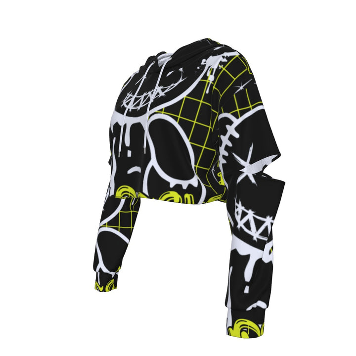 Crooked Smiles Club Heavy Fleece Hoodie With Hollow Out Sleeve