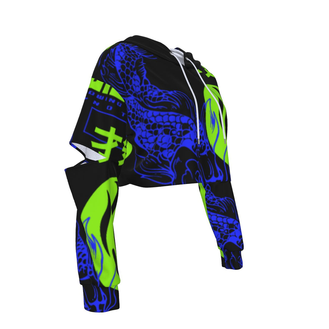 Sharp Light Heavy Fleece Hoodie With Hollow Out Sleeve