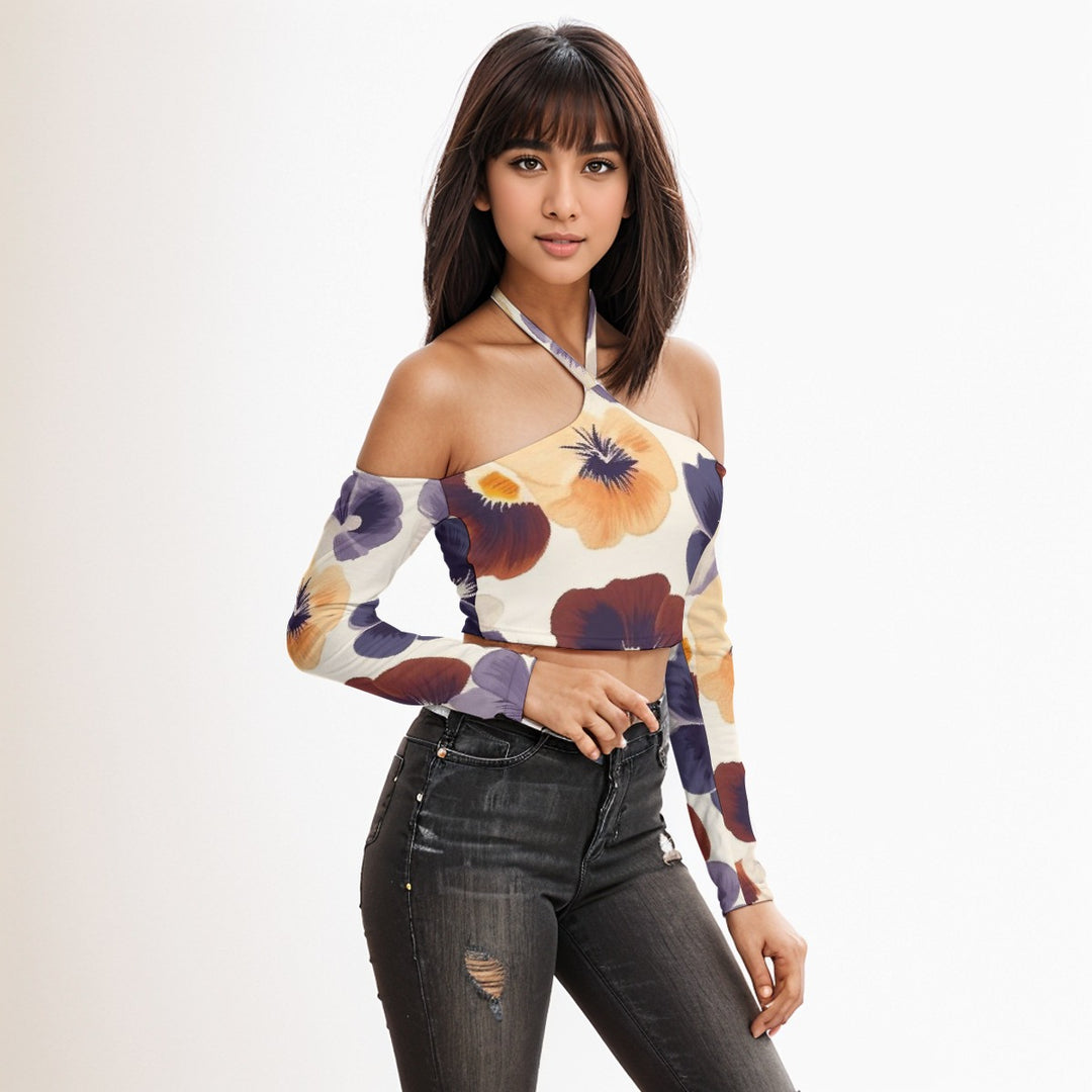 Sweet Side Halter Lace-up Top