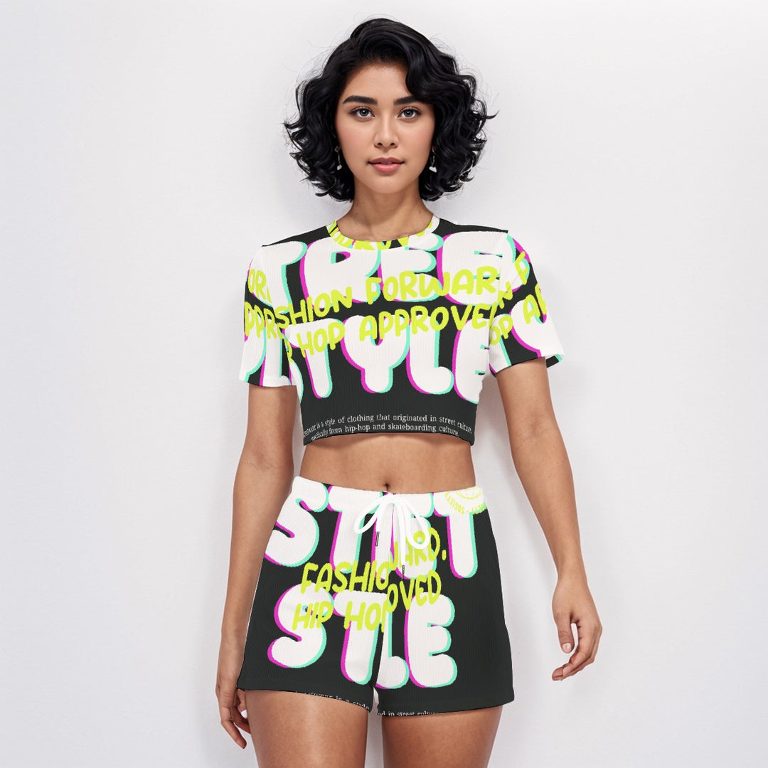 Crooked Smiles Club O-neck T-shirt Shorts Suit