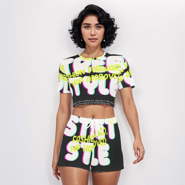 Crooked Smiles Club O-neck T-shirt Shorts Suit