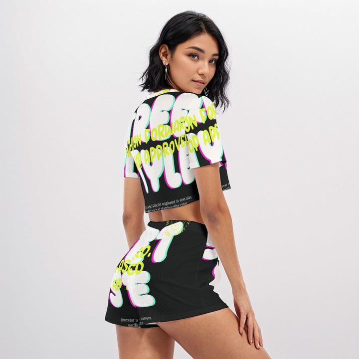 Crooked Smiles Club O-neck T-shirt Shorts Suit