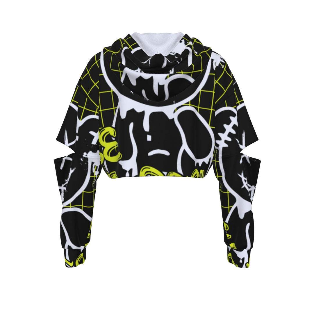 Crooked Smiles Club Heavy Fleece Hoodie With Hollow Out Sleeve