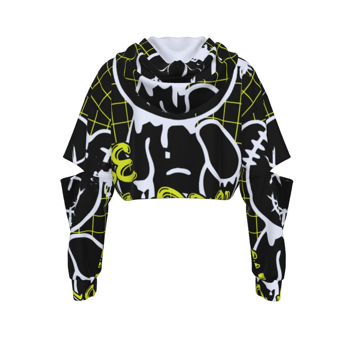 Crooked Smiles Club Heavy Fleece Hoodie With Hollow Out Sleeve
