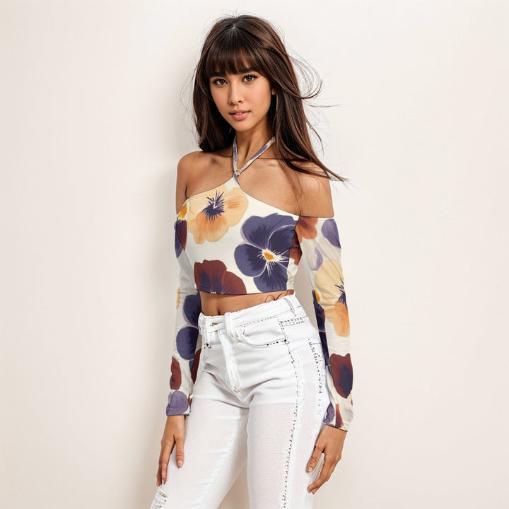 Sweet Side Halter Lace-up Top