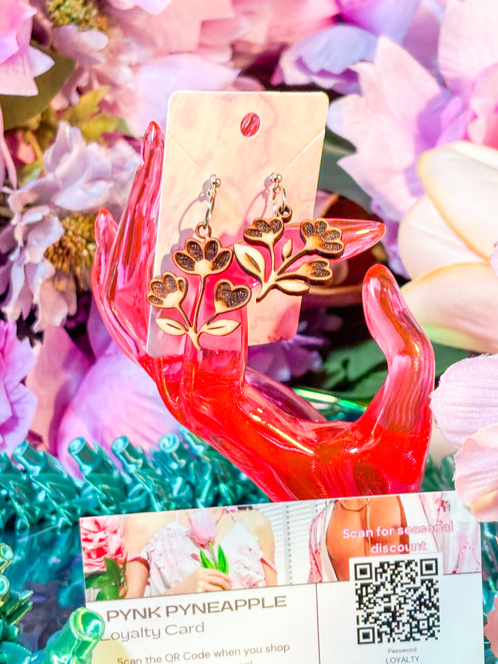 🌿 Down to Earth – Druid Bloom Earrings (Birch Wood)