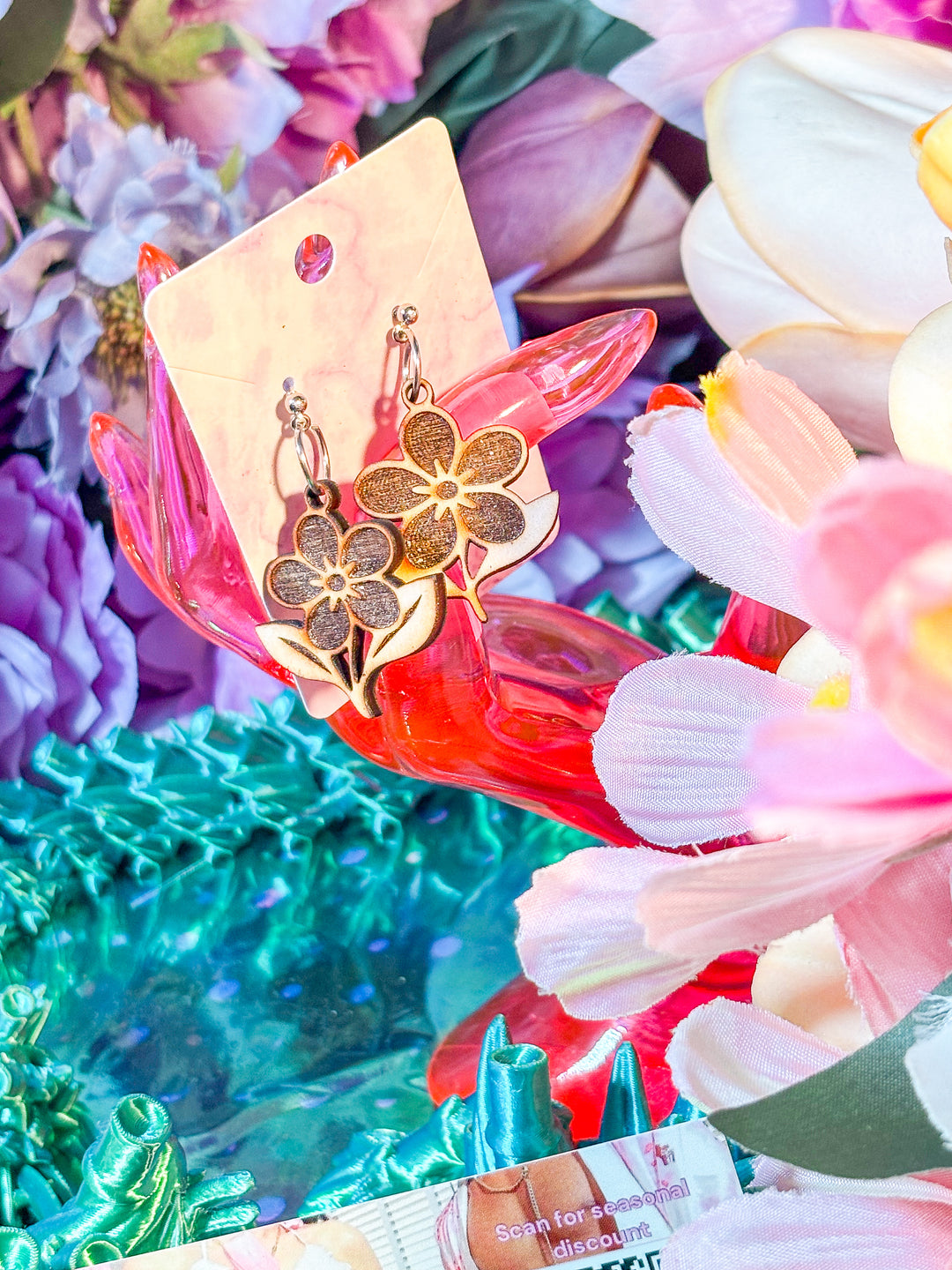 🌿 Down to Earth – Druid Bloom Earrings (Birch Wood)