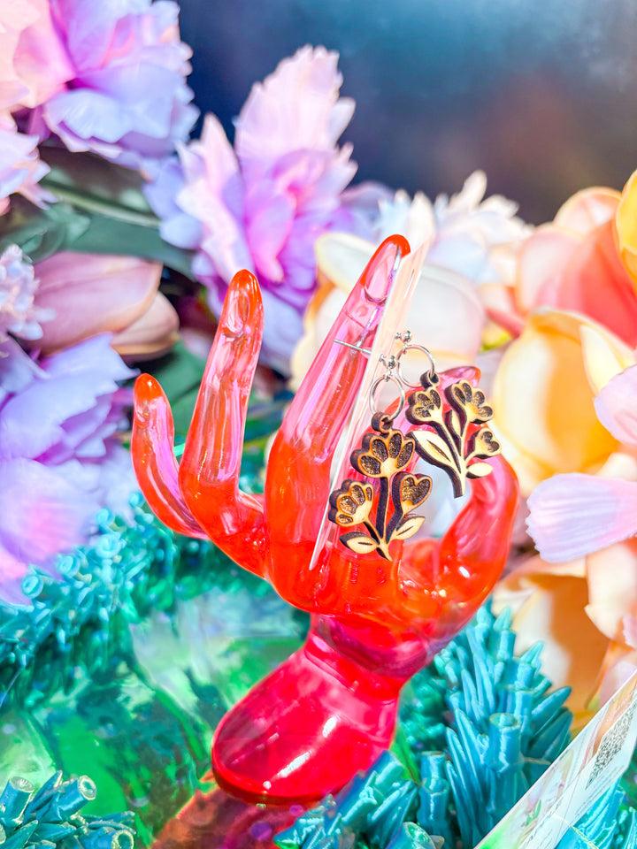 🌿 Down to Earth – Druid Bloom Earrings (Birch Wood)