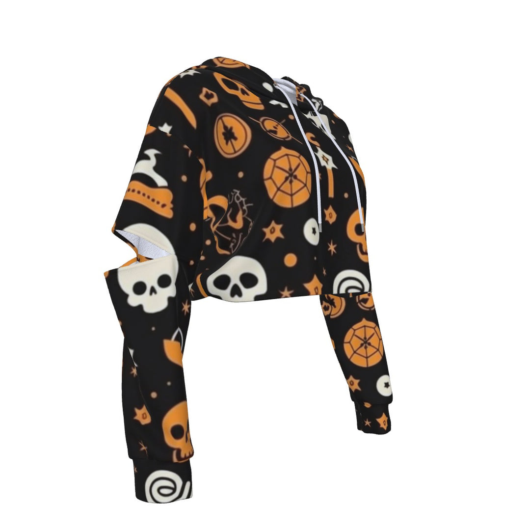 Spooky SZN  Women's Heavy Fleece Hoodie With Hollow Out Sleeve