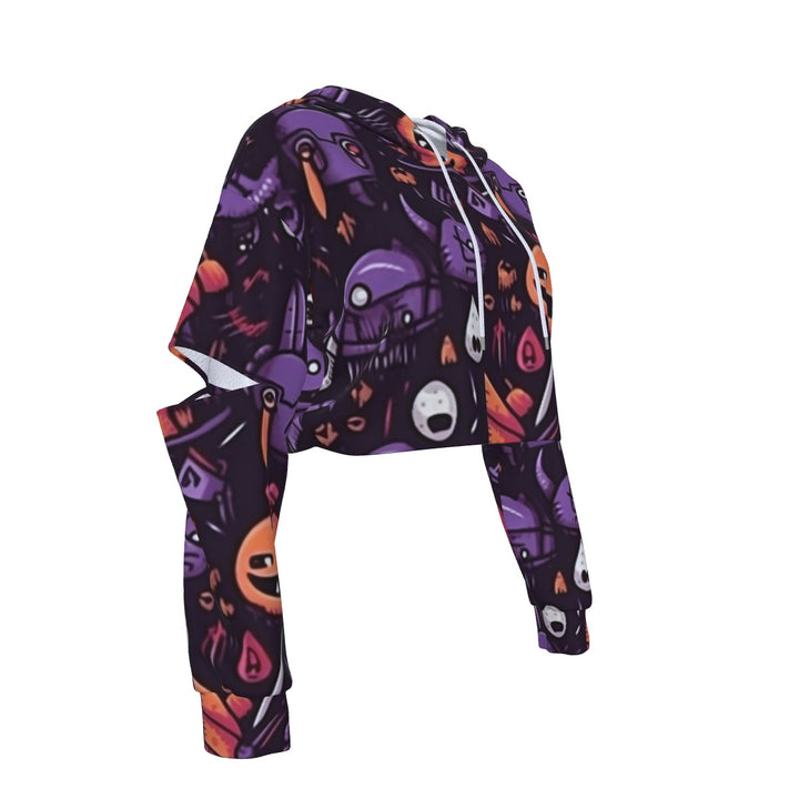Spooky SZN Heavy Fleece Hoodie With Hollow Out Sleeve