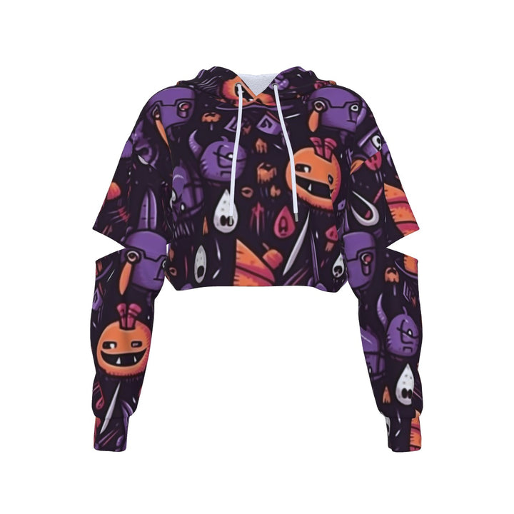 Spooky SZN Heavy Fleece Hoodie With Hollow Out Sleeve