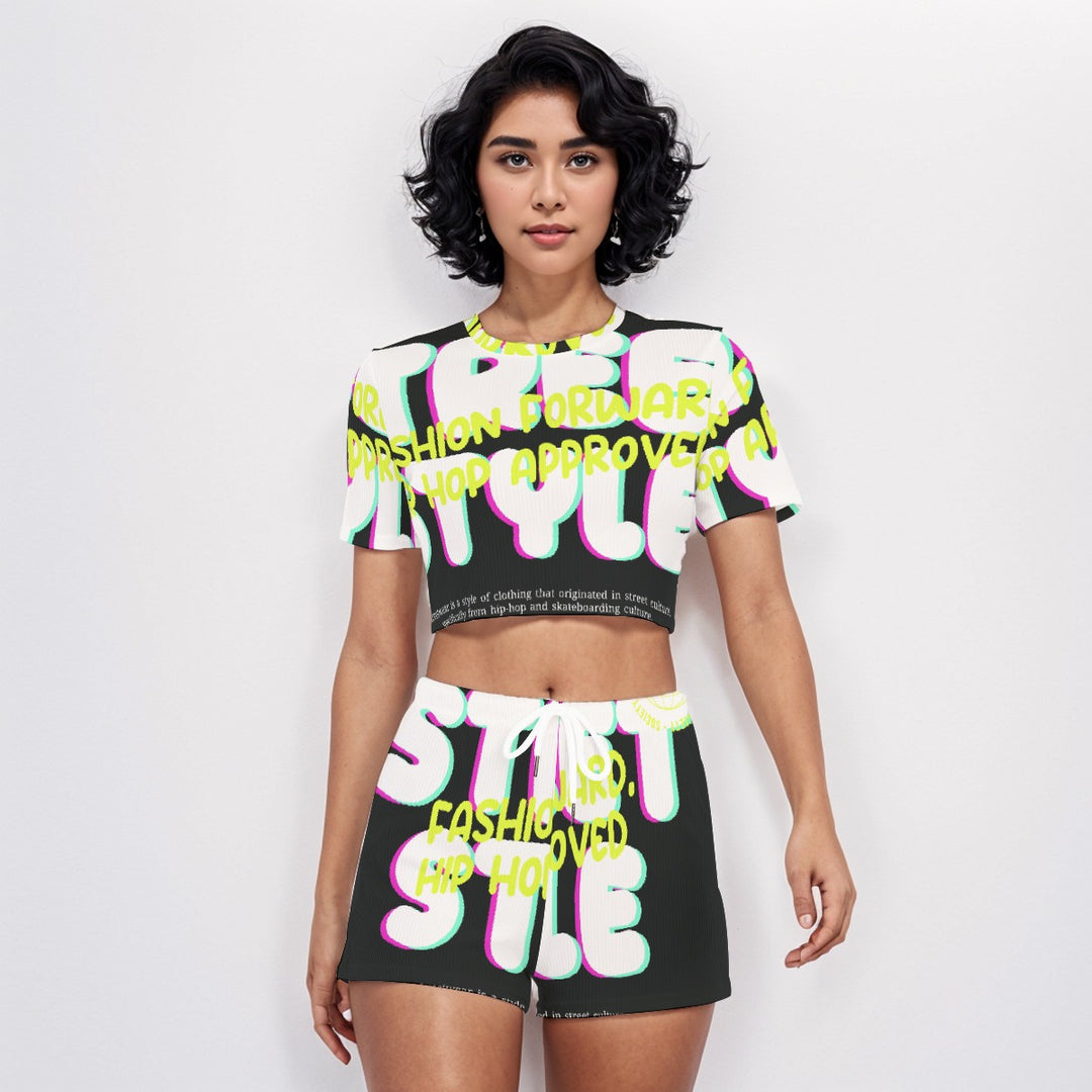 Crooked Smiles Club O-neck T-shirt Shorts Suit