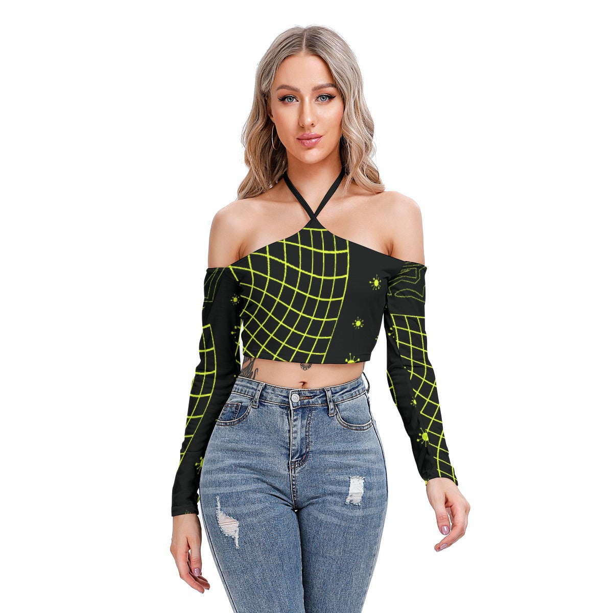 Sharp Light Halter Lace-up Top