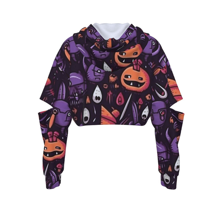 Spooky SZN Heavy Fleece Hoodie With Hollow Out Sleeve