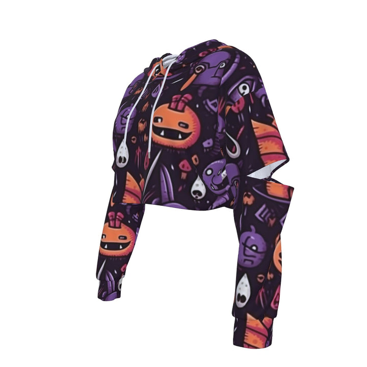Spooky SZN Heavy Fleece Hoodie With Hollow Out Sleeve