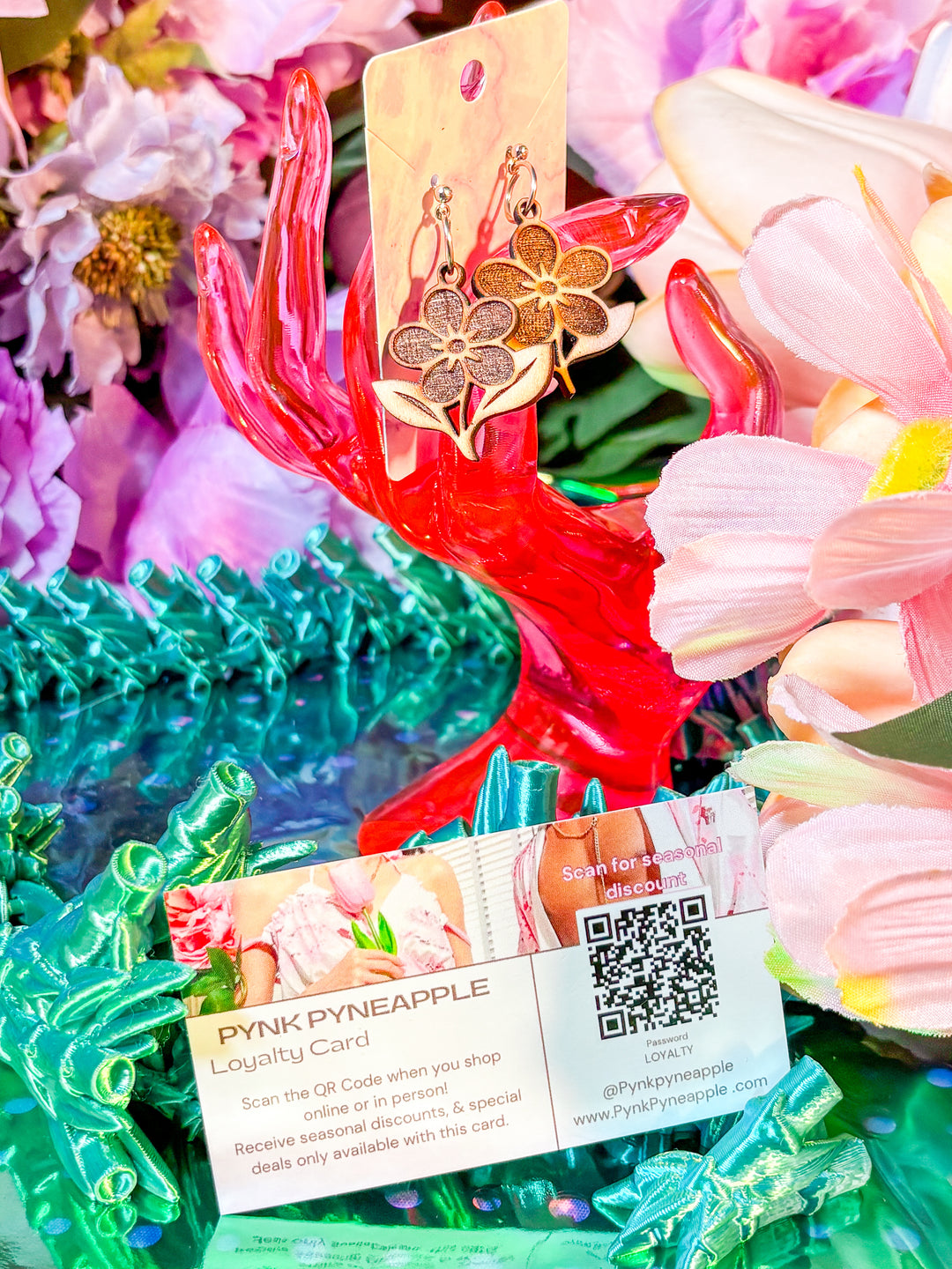 🌿 Down to Earth – Druid Bloom Earrings (Birch Wood)