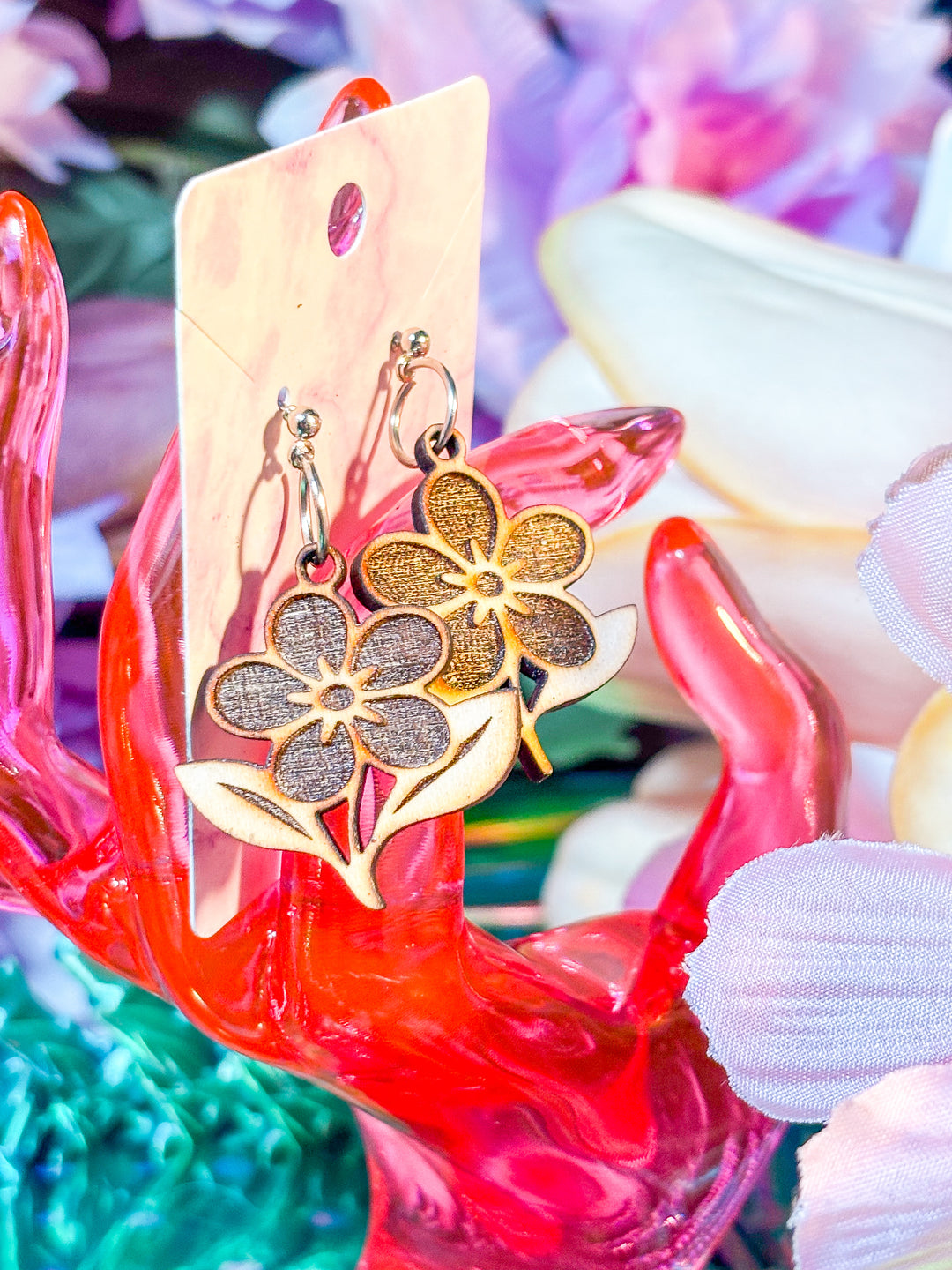 🌿 Down to Earth – Druid Bloom Earrings (Birch Wood)