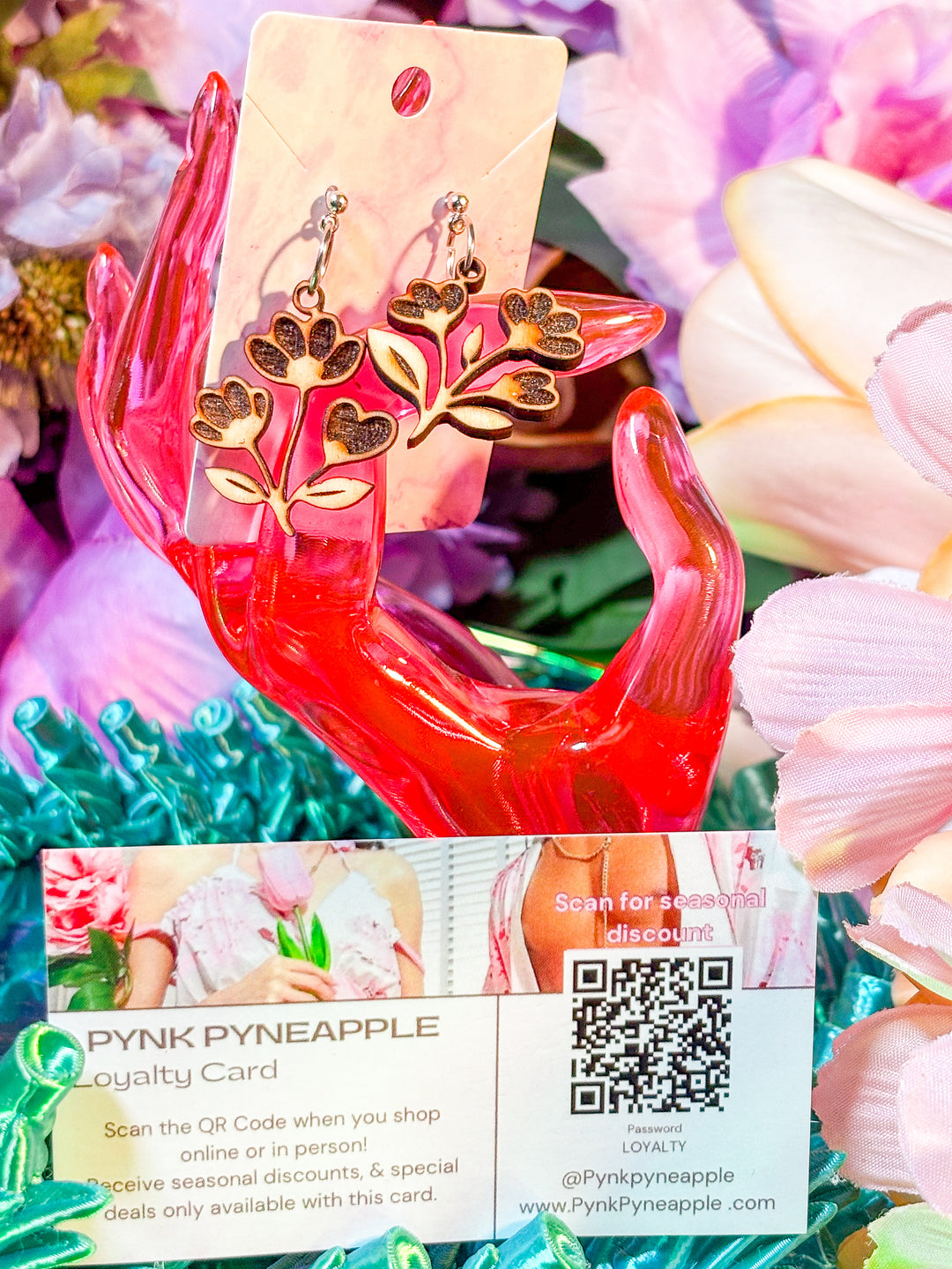 🌿 Down to Earth – Druid Bloom Earrings (Birch Wood)