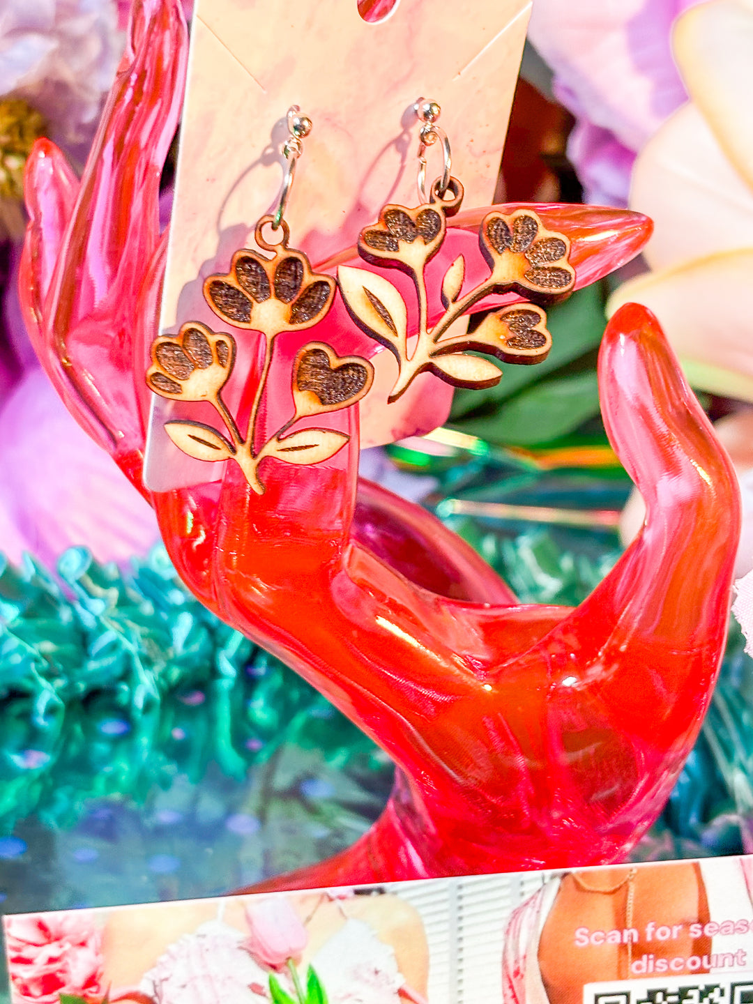 🌿 Down to Earth – Druid Bloom Earrings (Birch Wood)