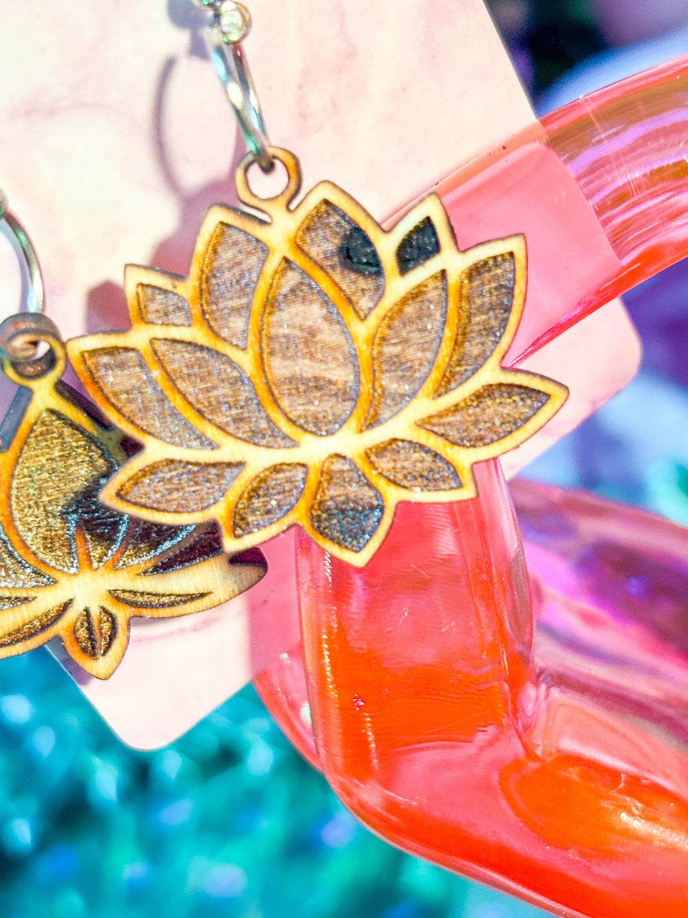 🌿 Down to Earth – Druid Bloom Earrings (Birch Wood)