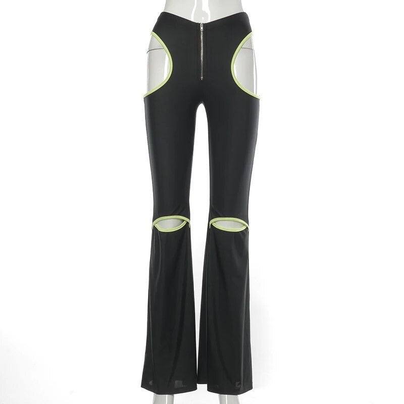 Sharp Light Cut Out Flare Pants