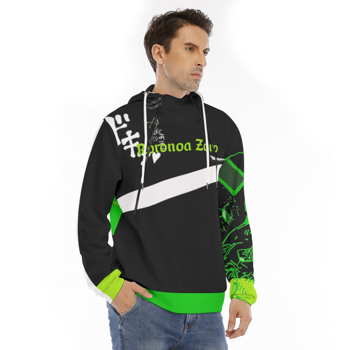 Animated Life Hoodie With Placket Double Zipper