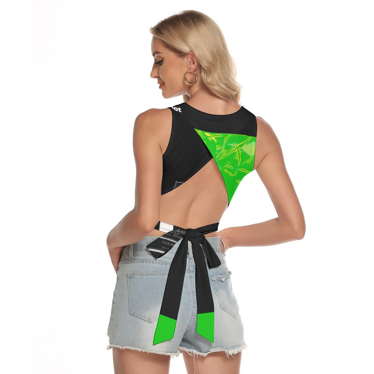 Animated Life Sleeveless Back Hollow Crop Top