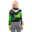 Animated Life Crop Top Hoodie With Zipper Closure