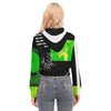 Animated Life Crop Top Hoodie With Zipper Closure