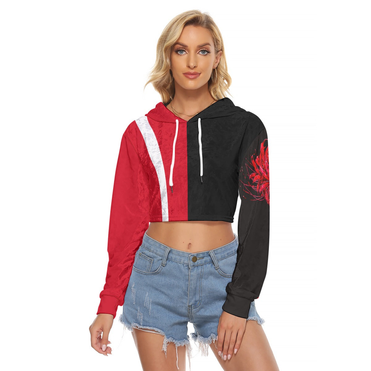 Animated Life Crop Top Hoodie | Velvet