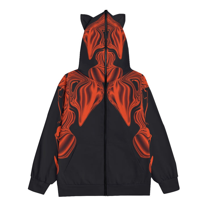 Red Strings of Fate Eared Zip Up Hoody