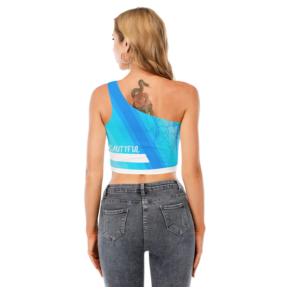 Animated Life Mesh Cropped Single Sleeve Tank