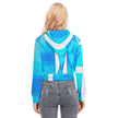 Animated Life Crop Top Hoodie With Zipper Closure