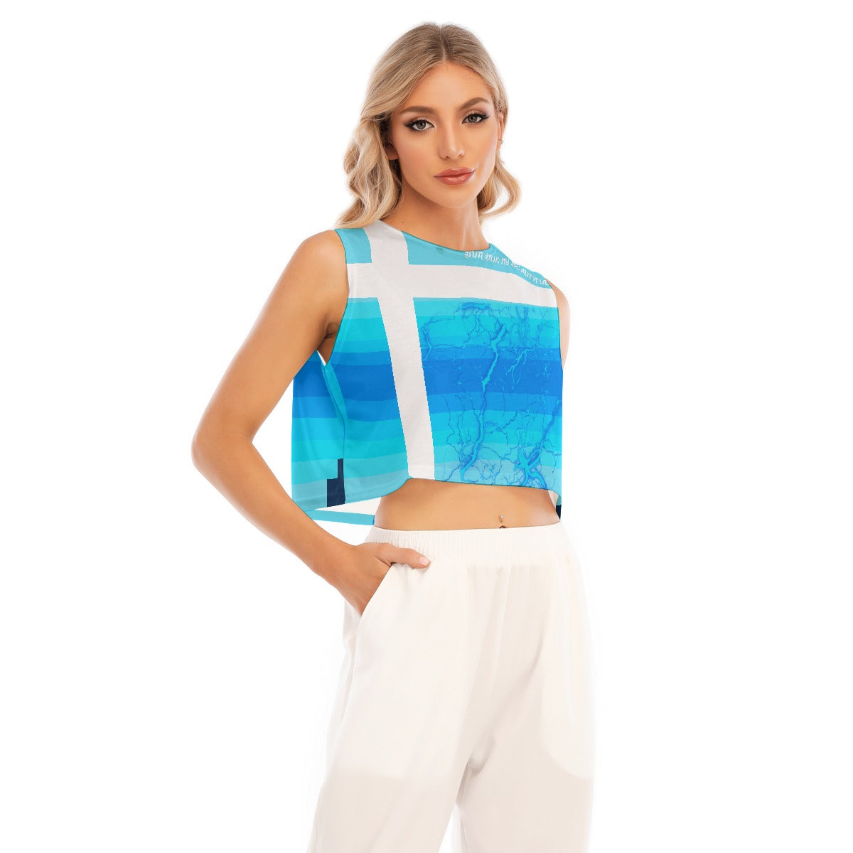 Animated Life Sleeveless Cropped Top