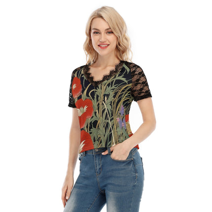 Sweet Side V-neck T-shirt With Lace