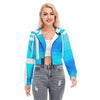 Animated Life Crop Top Hoodie With Zipper Closure