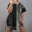 Hidden Smoke Drop-Shoulder T-Shirt with Side Split and Shorts